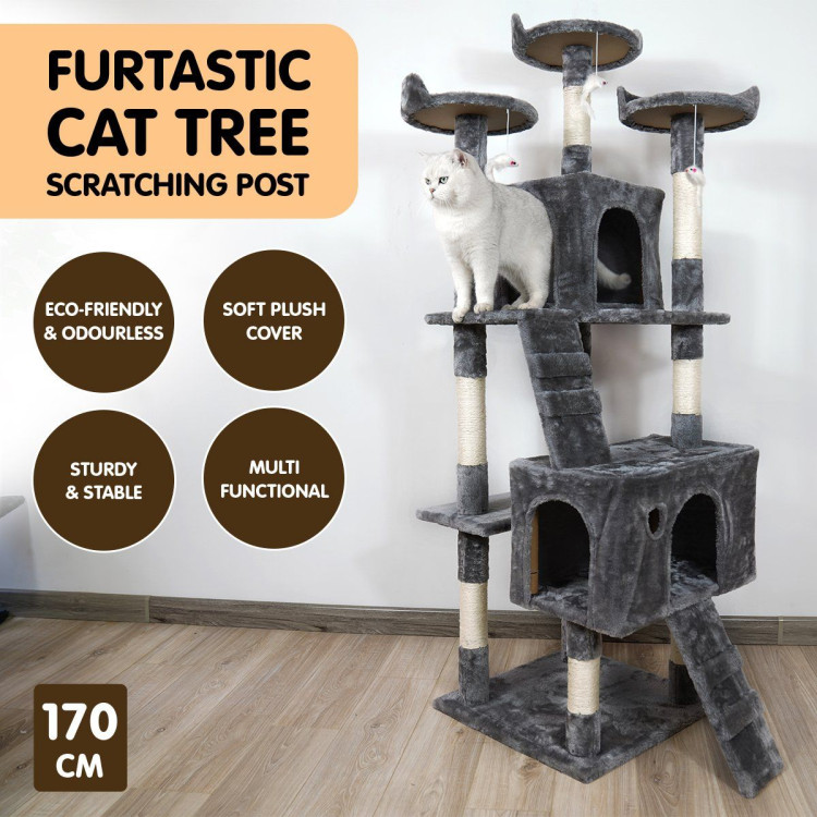 Furtastic 170cm Cat Tree Scratching Post - Dark Grey image 7