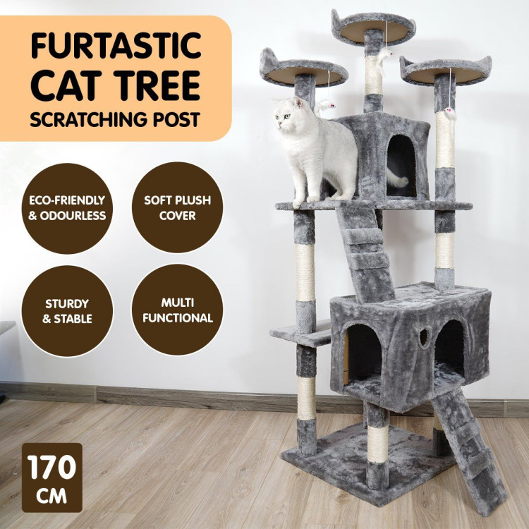 Furtastic 170cm Cat Tree Scratching Post - Silver Grey image 7