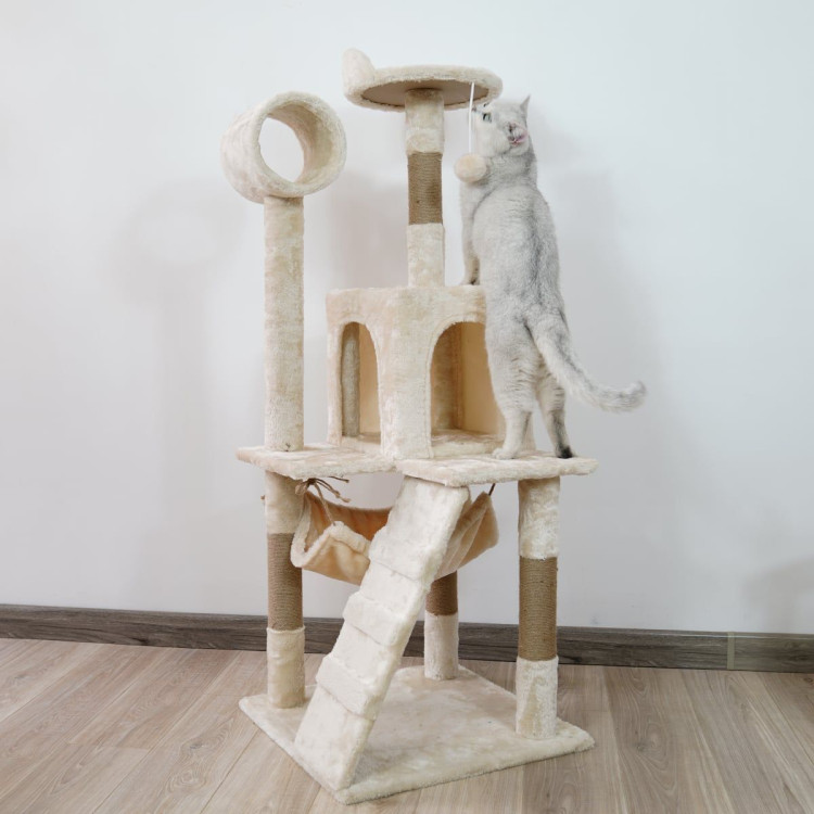Furtastic 135cm Cat Tree Scratching Post - Beige image 5