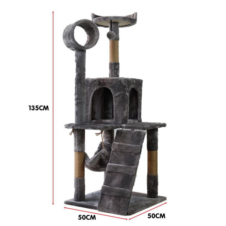 Furtastic 135cm Cat Tree Scratching Post - Dark Grey image 4