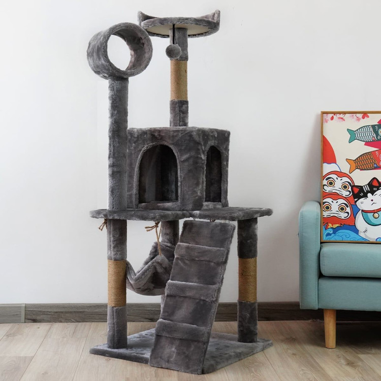 Furtastic 135cm Cat Tree Scratching Post - Dark Grey image 5