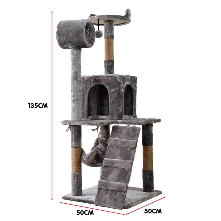 Furtastic 135cm Cat Tree Scratching Post - Silver Grey image 4