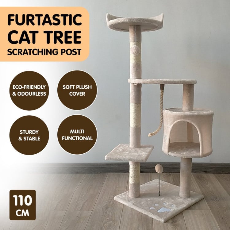 Furtastic 110cm Cat Tree Scratching Post - Beige image 8