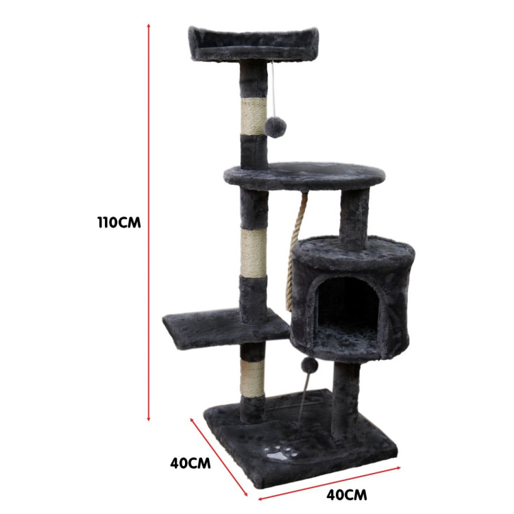 Furtastic 110cm Cat Tree Scratching Post - Dark Grey image 5