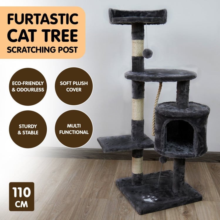Furtastic 110cm Cat Tree Scratching Post - Dark Grey image 7