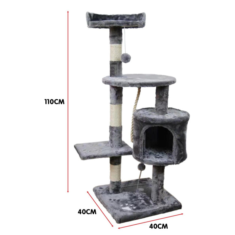 Furtastic 110cm Cat Tree Scratching Post - Silver Grey image 5