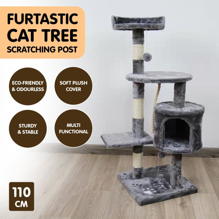 Furtastic 110cm Cat Tree Scratching Post - Silver Grey image 7