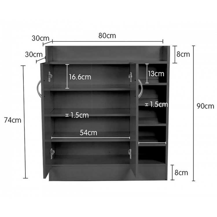 21 Pairs Shoe Cabinet Rack Storage Organiser - 80 x 30 x 90cm - Black image 6