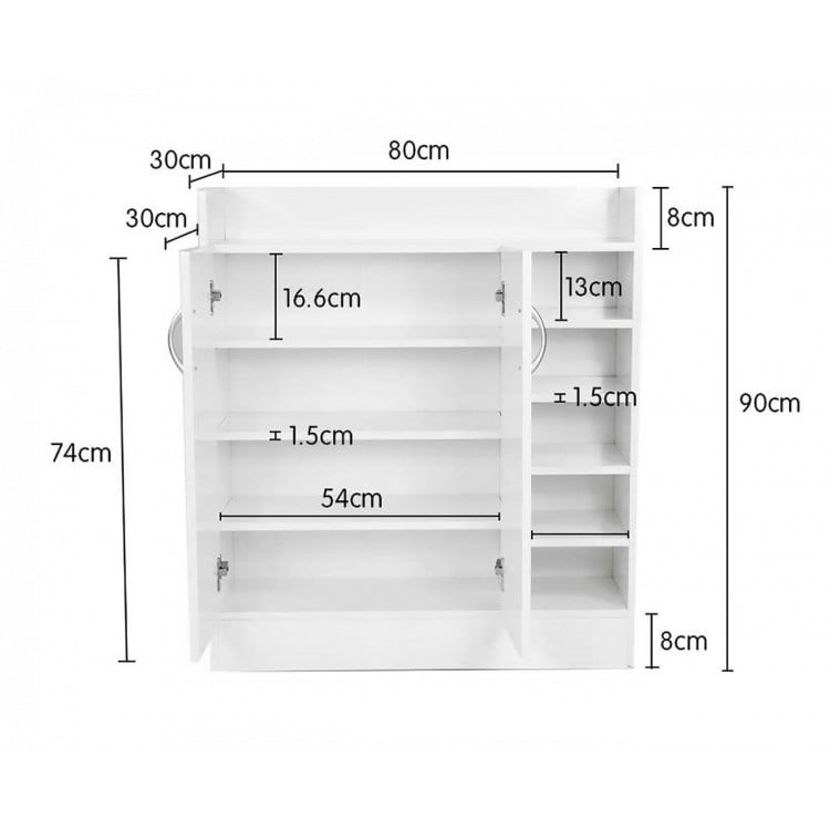 21 Pairs Shoe Cabinet Rack Storage Organiser - 80 x 30 x 90cm - White image 7