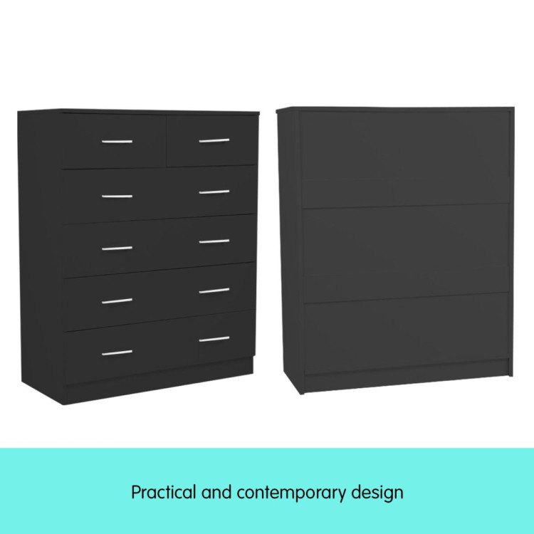 Sarantino Tallboy Dresser 6 Chest Of Drawers Cab 85 x 39.5 x 105 in Black image 8
