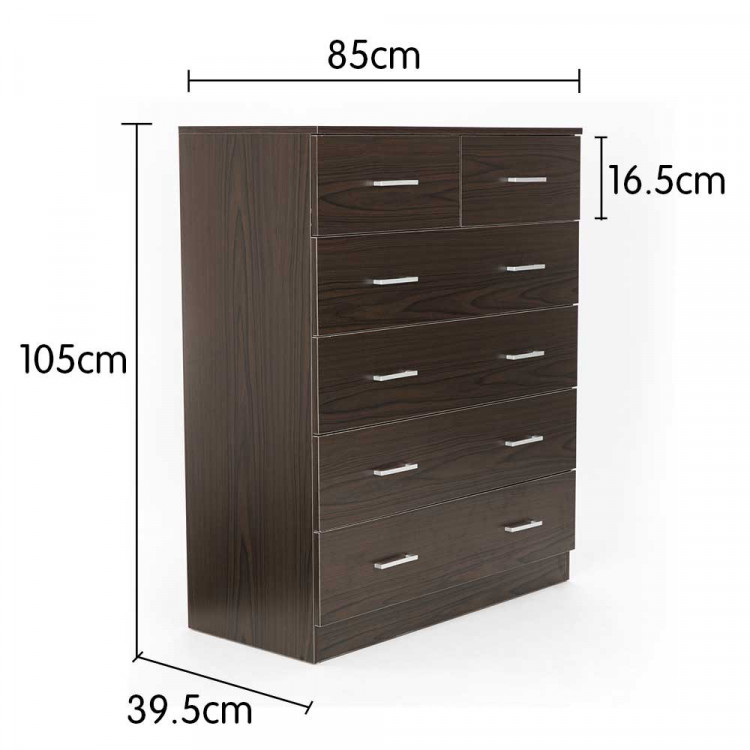 Tallboy Dresser 6 Chest of Drawers Cabinet 85 x 39.5 x 105 - Brown image 8