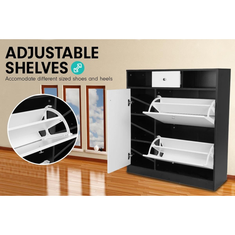 Sarantino Shoe Rack Cabinet Wooden Storage Organiser Shelf Cupboard Drawer image 3
