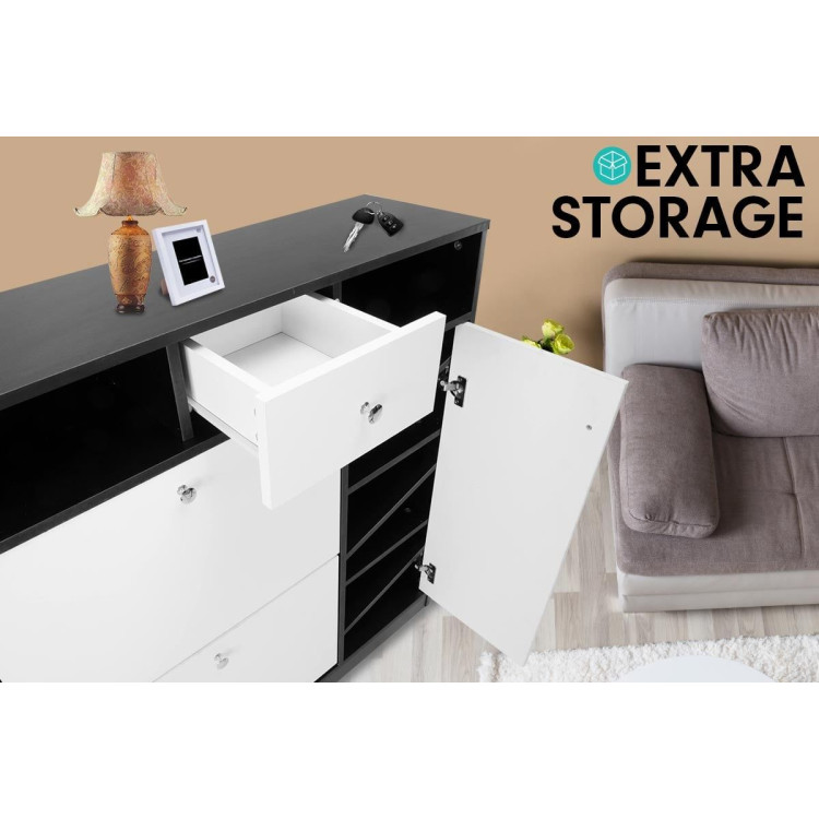 Sarantino Shoe Rack Cabinet Wooden Storage Organiser Shelf Cupboard Drawer image 6