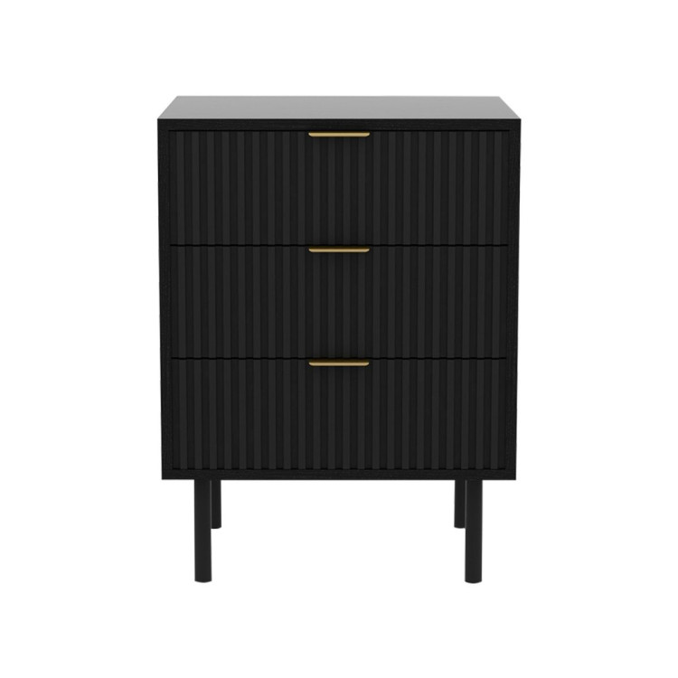 Sarantino Evelyn Bedside Table with 3 Drawers - Black image 3