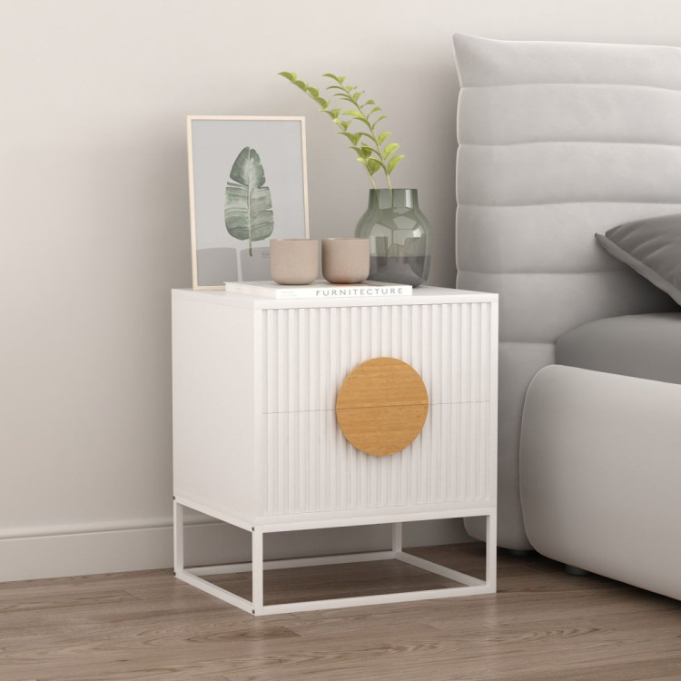 Sarantino Silvia Bedside Table with 2 Drawers - White image 10
