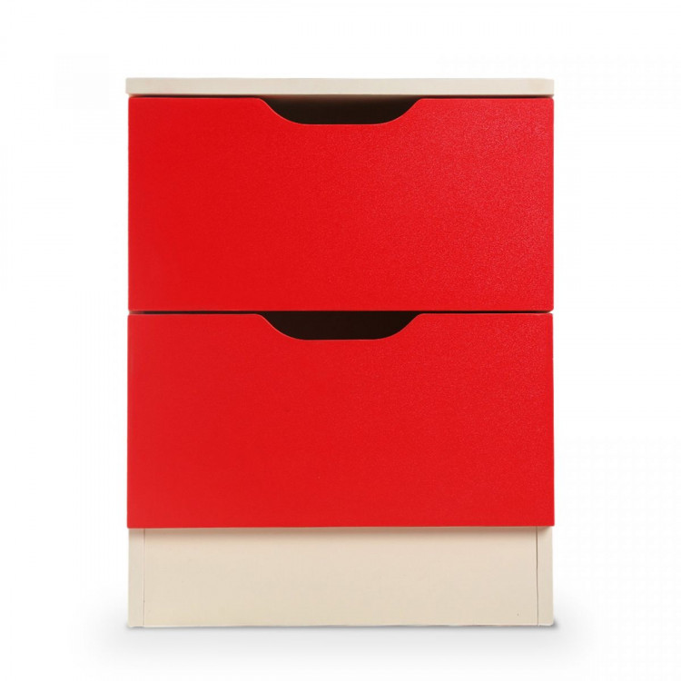 Bedside Table with Drawers MDF Cabinet Storage 51 x 40cm - White Red image 3