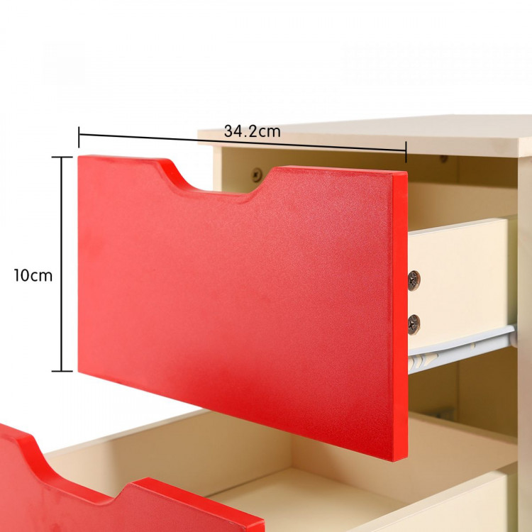 Bedside Table with Drawers MDF Cabinet Storage 51 x 40cm - White Red image 10