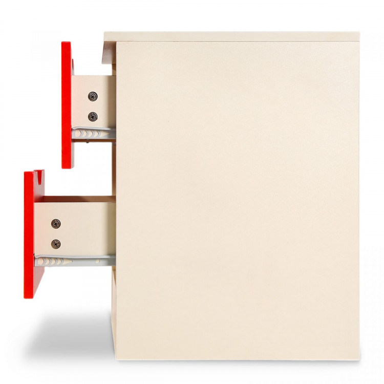 Bedside Table with Drawers MDF Cabinet Storage 51 x 40cm - White Red image 11