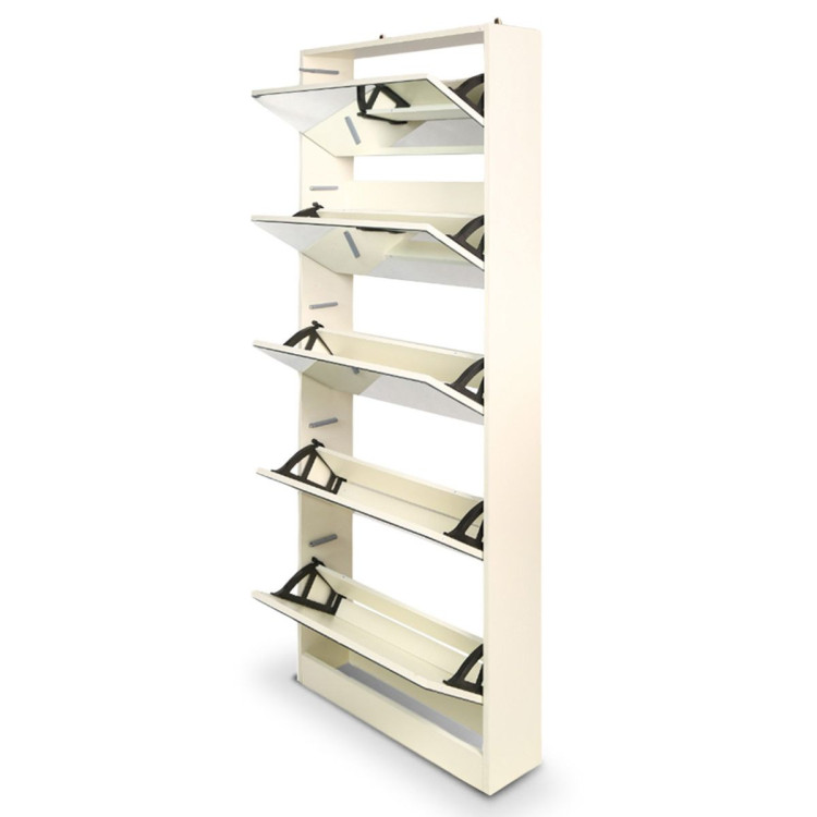 24 Pairs Shoe Cabinet Rack Storage Cupboard Organiser 5 Level Drawers image 4
