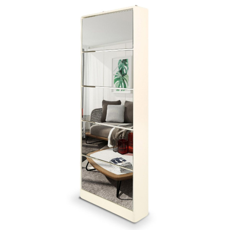 24 Pairs Shoe Cabinet Rack Storage Cupboard Organiser 5 Level Drawers image 5