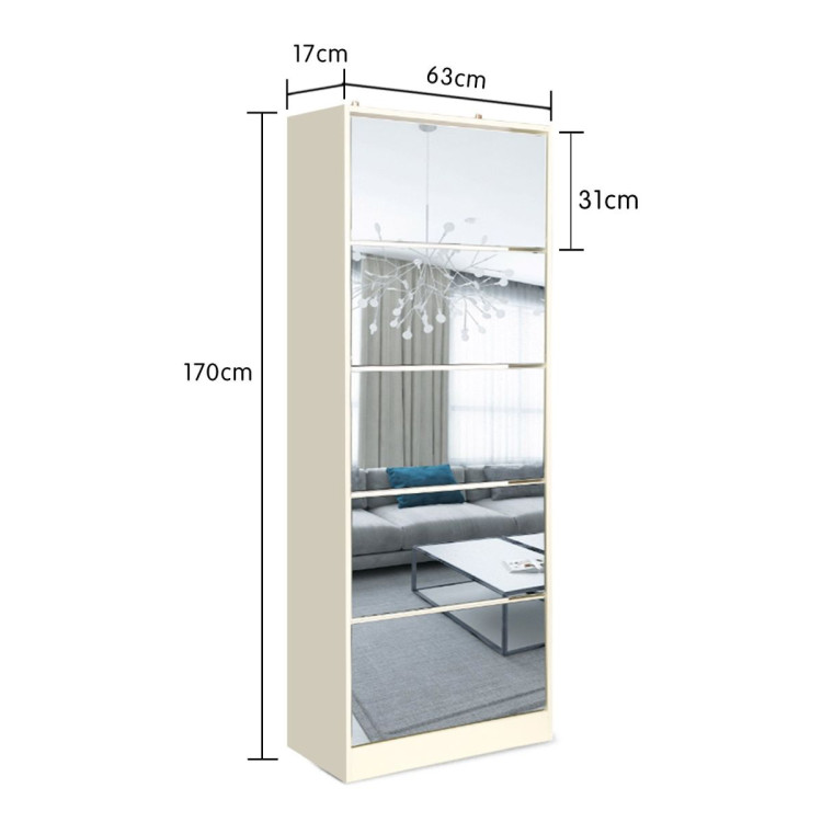 24 Pairs Shoe Cabinet Rack Storage Cupboard Organiser 5 Level Drawers image 11