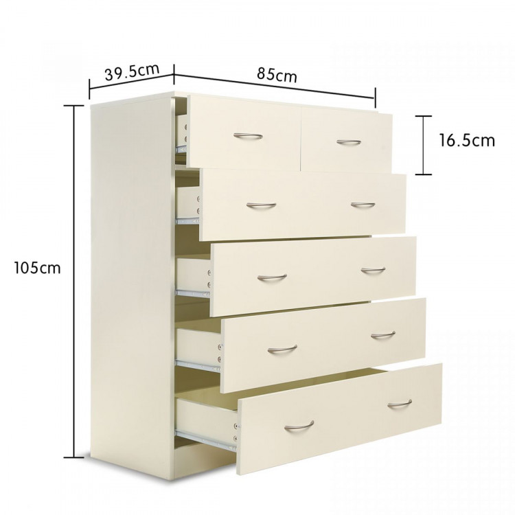 Tallboy Dresser 6 Chest of Drawers Storage Cabinet 85 x 39.5 x 105cm image 11
