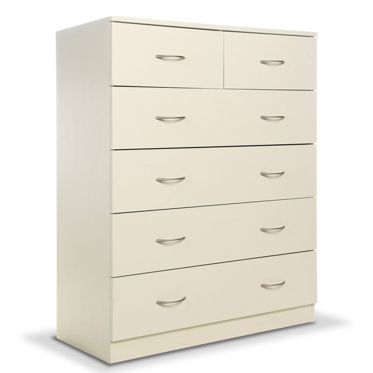 Sarantino Tallboy Dresser 6 Chest Of Drawers Cabinet 85 x 39.5 x 105cm in White