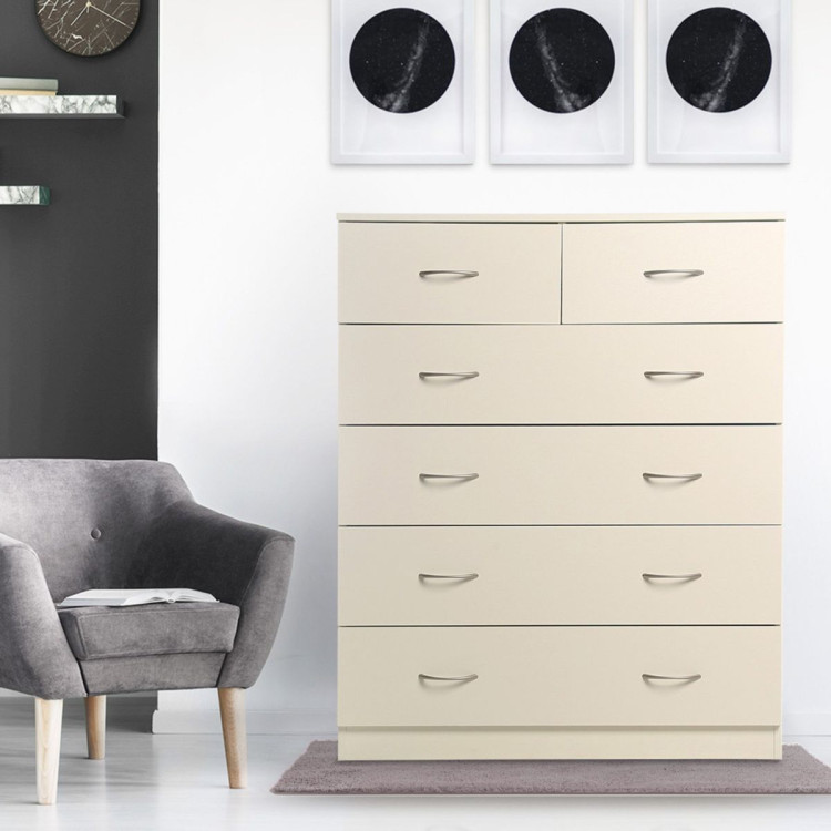 Sarantino Tallboy Dresser 6 Chest Of Drawers Cabinet 85 x 39.5 x 105cm in White image 11