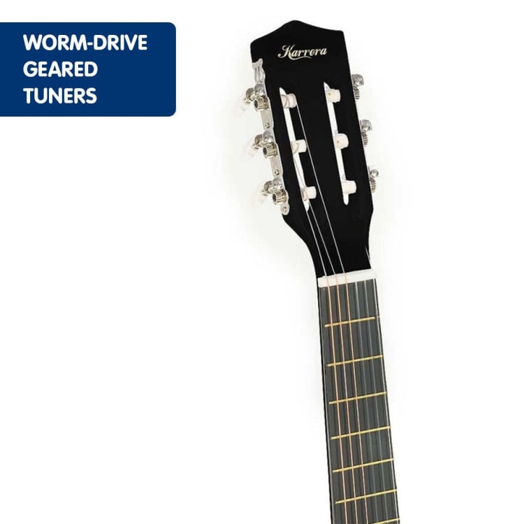 Karrera Childrens 34in Wooden Acoustic Guitar Kids - Black image 6