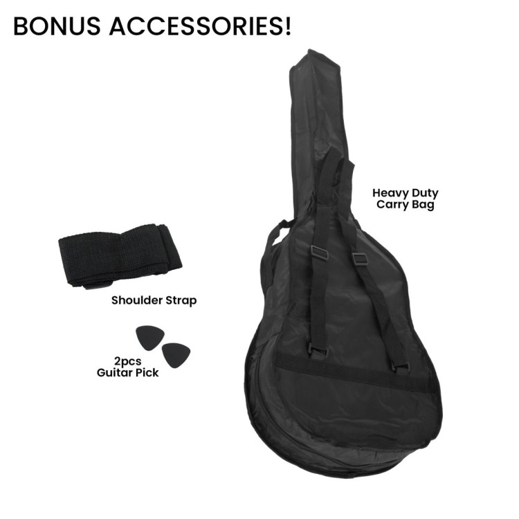 38in Karrera Acoustic Guitar Steel Strings Carry Bag Shoulder Strap Sun Burst image 6