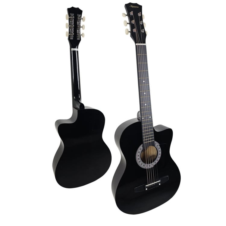 38in Karrera Cutaway Acoustic Guitar with Guitar Bag - Black image 3