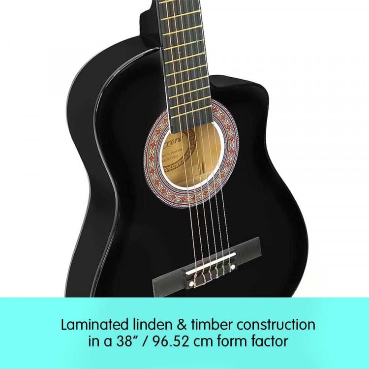 38in Cutaway Acoustic Guitar with guitar bag - Black image 4