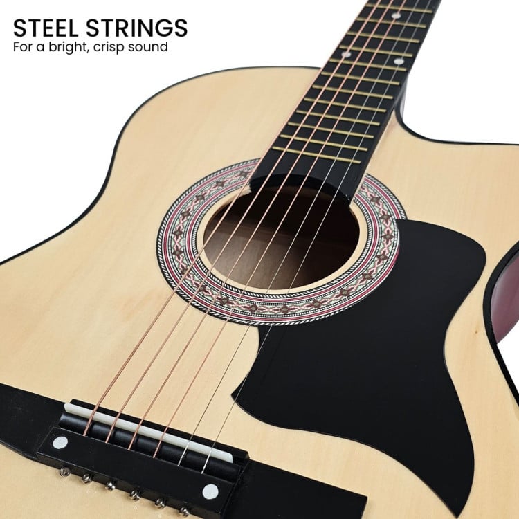 38in Cutaway Acoustic Guitar with guitar bag - Natural image 8