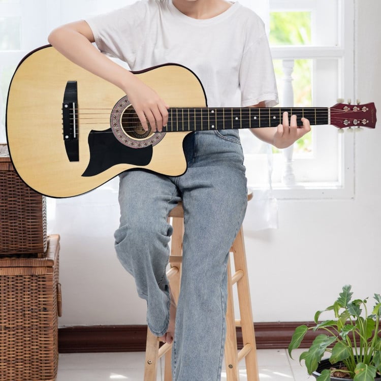 38in Cutaway Acoustic Guitar with guitar bag - Natural image 11