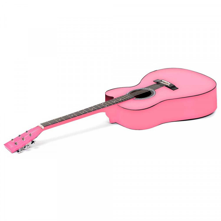 38in Cutaway Acoustic Guitar with guitar bag - Pink image 2