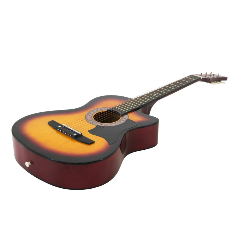 Karrera 38in Pro Cutaway Acoustic Guitar with Bag Strings - Sun Burst image 3