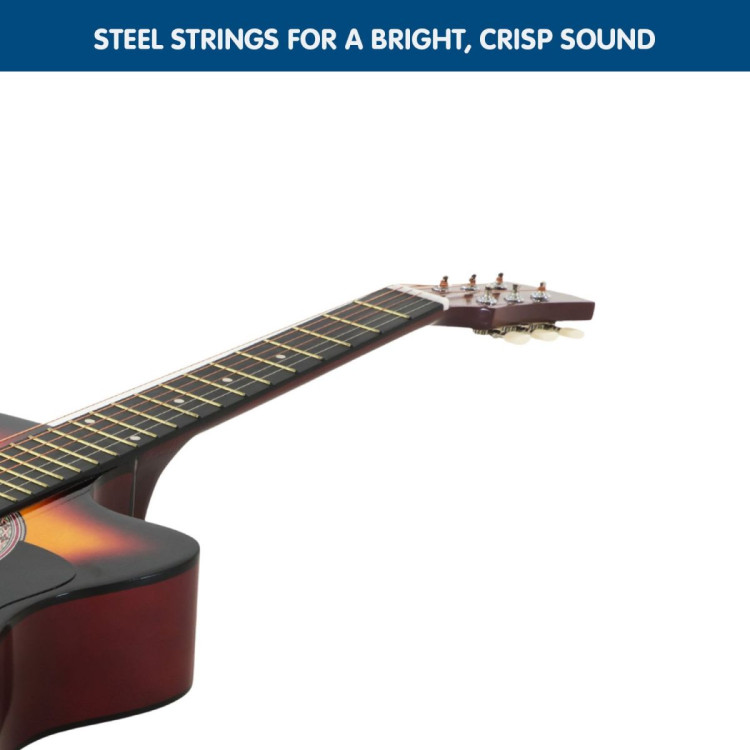 Karrera 38in Pro Cutaway Acoustic Guitar with Bag Strings - Sun Burst image 5