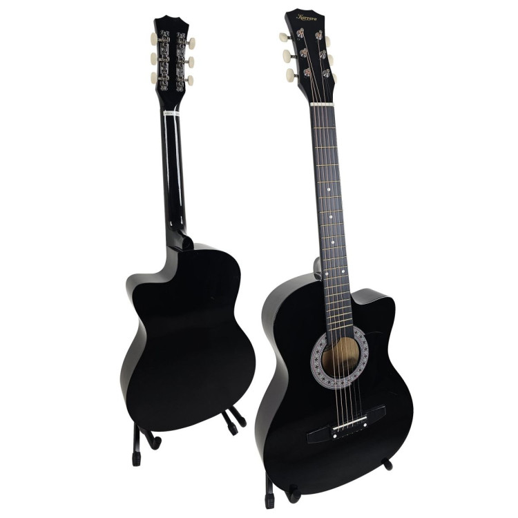 Karrera 38in Pro Cutaway Acoustic Guitar with Carry Bag - Black image 3