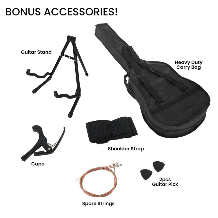 Karrera 38in Pro Cutaway Acoustic Guitar with Carry Bag - Black image 7