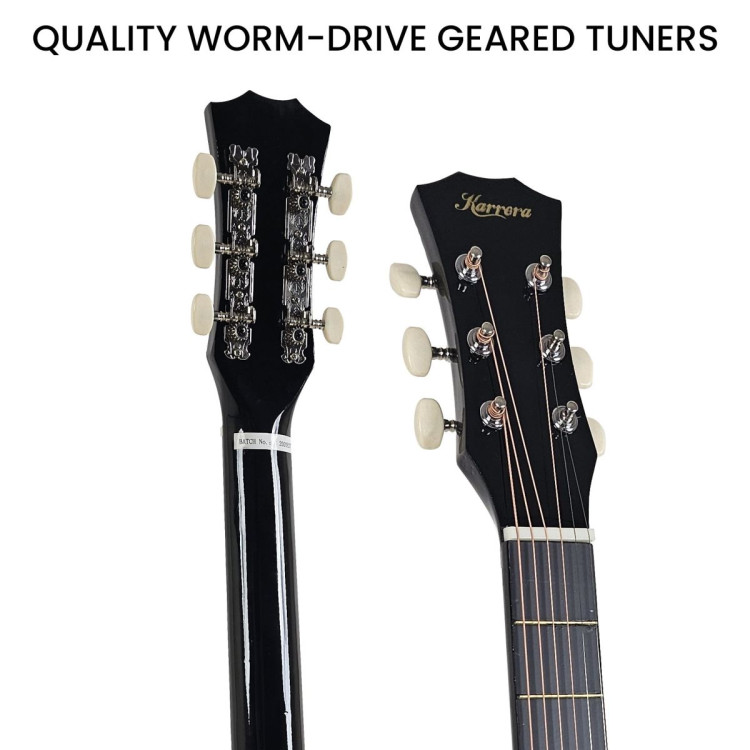 Karrera 38in Pro Cutaway Acoustic Guitar with Carry Bag - Black image 9