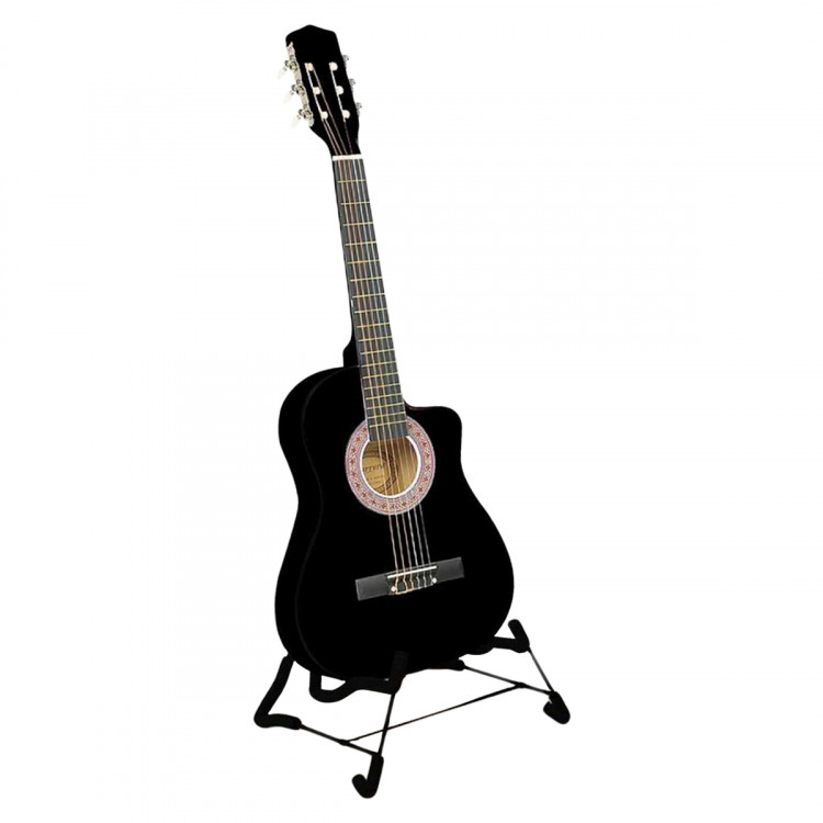 Karrera 38in Pro Cutaway Acoustic Guitar with Carry Bag - Black image 5