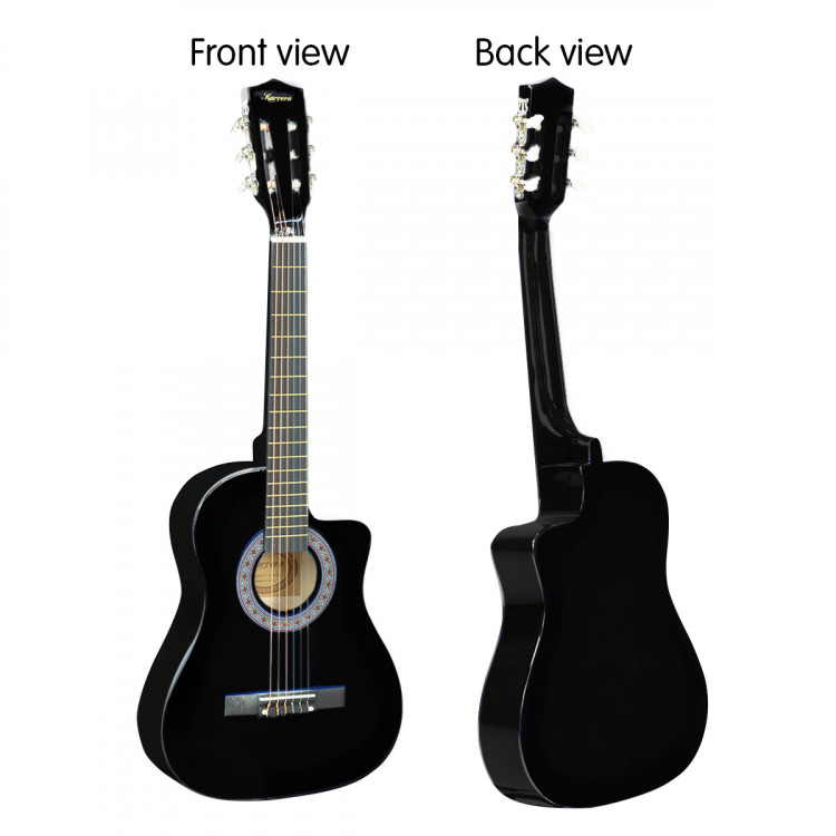 Karrera 38in Pro Cutaway Acoustic Guitar with Carry Bag - Black image 6