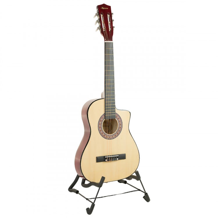 38in Pro Cutaway Acoustic Guitar with guitar bag - Natural image 5