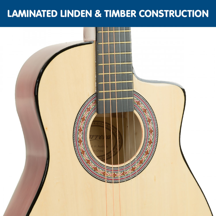 38in Pro Cutaway Acoustic Guitar with guitar bag - Natural image 4