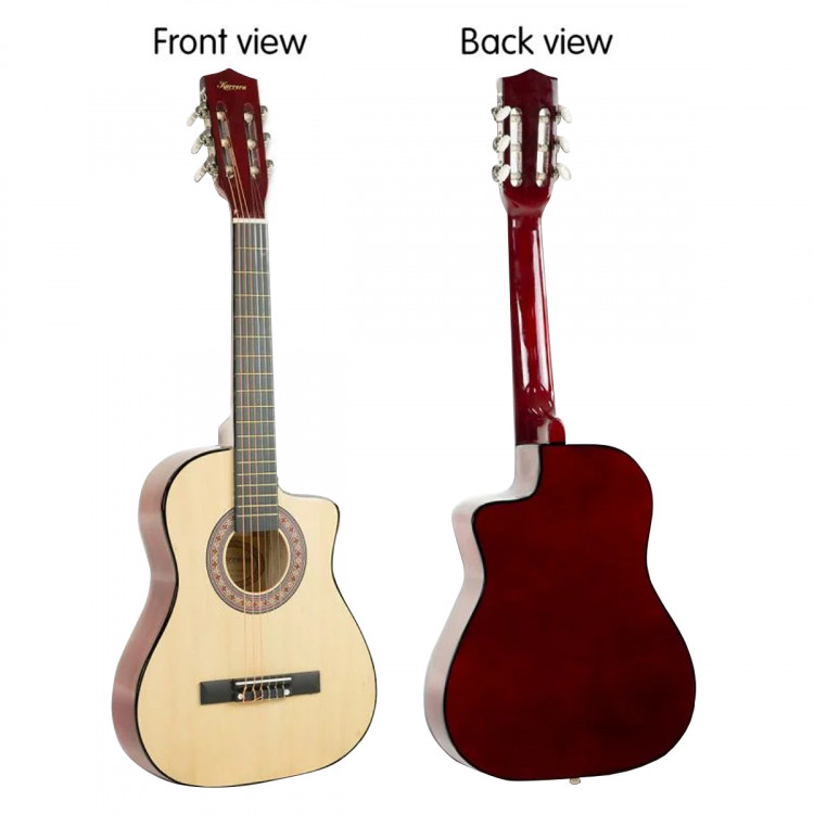 38in Pro Cutaway Acoustic Guitar with guitar bag - Natural image 3