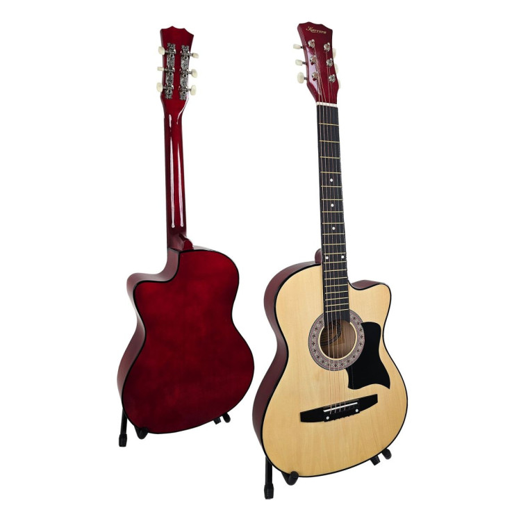 38in Pro Cutaway Acoustic Guitar with guitar bag - Natural image 3