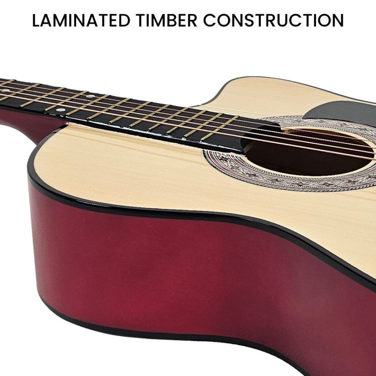 38in Pro Cutaway Acoustic Guitar with guitar bag - Natural image 10