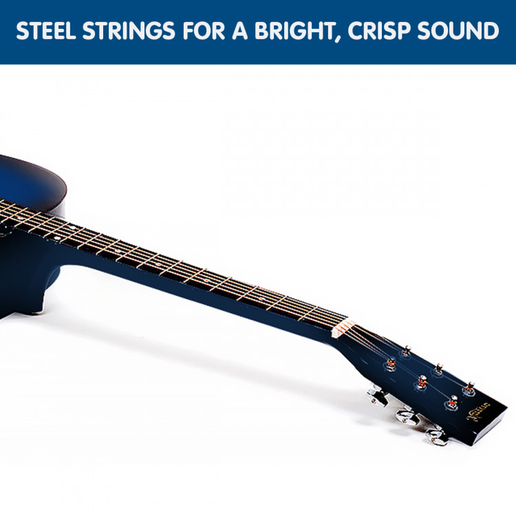 Karrera 38in Pro Cutaway Acoustic Guitar with Bag Strings - Blue Burst image 3