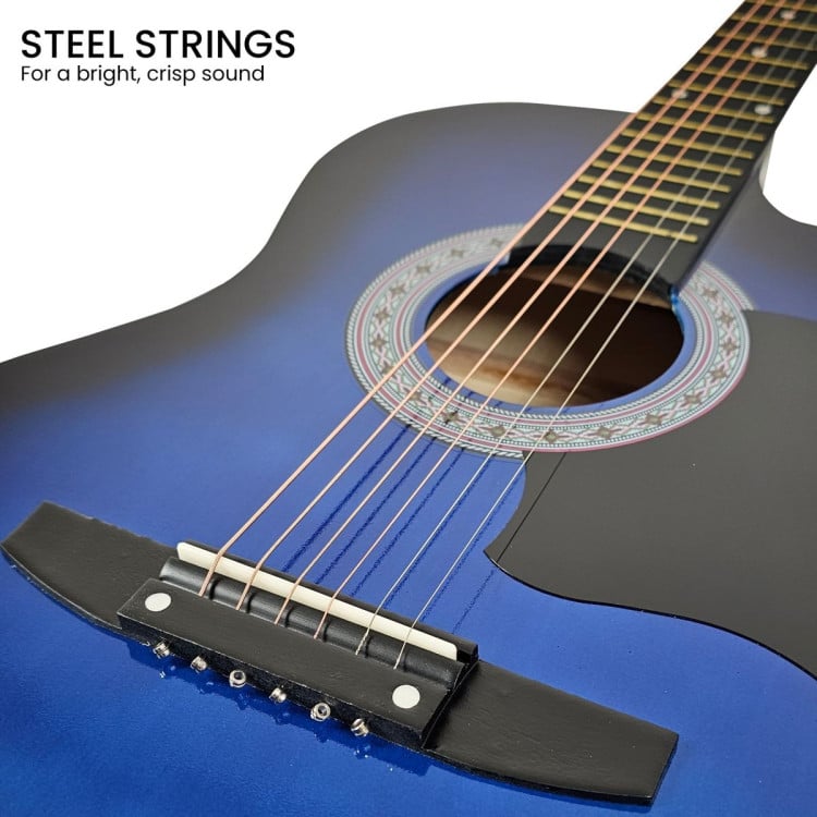 Karrera 38in Pro Cutaway Acoustic Guitar with Bag Strings - Blue Burst image 8