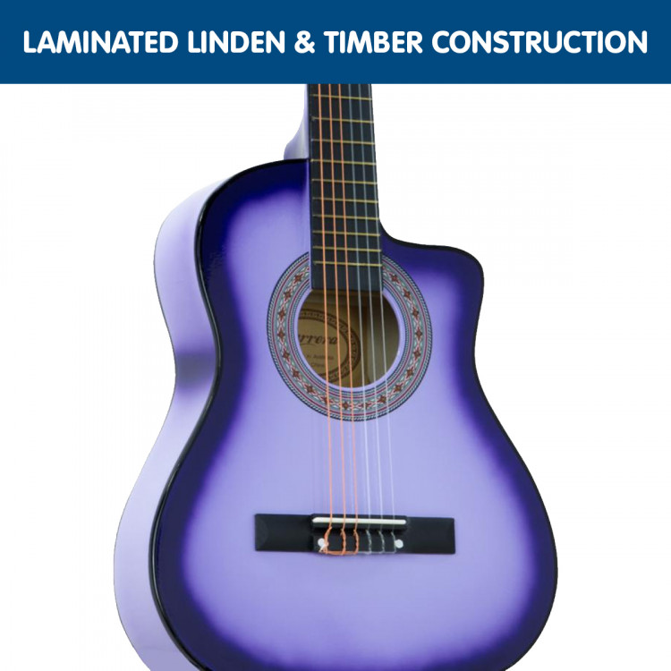 38in Pro Cutaway Acoustic Guitar with guitar bag - Purple Burst image 4